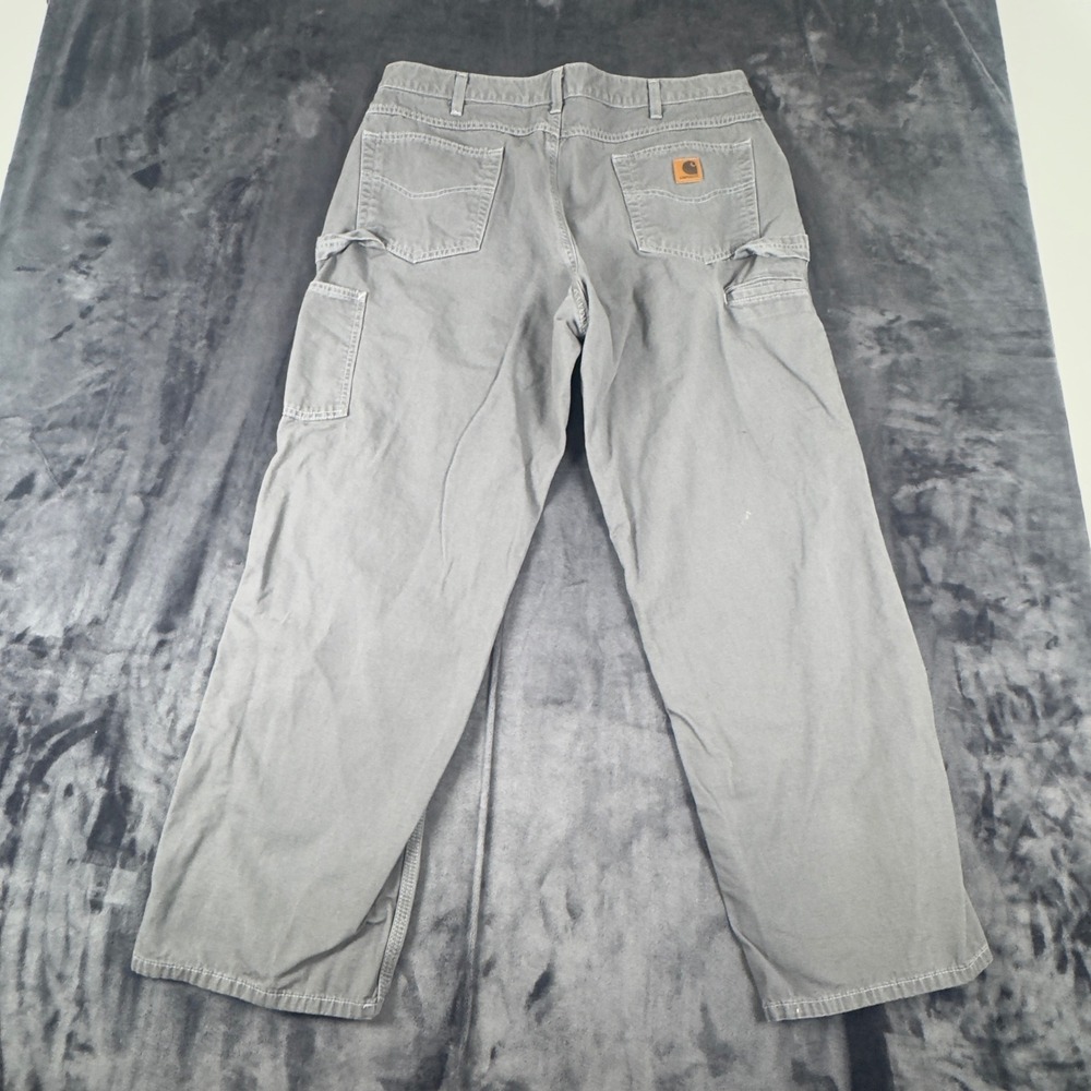 Carhartt Carpenter Pants Mens 38x30 Gray B159 GNR Loose Fit Canvas Utility Work